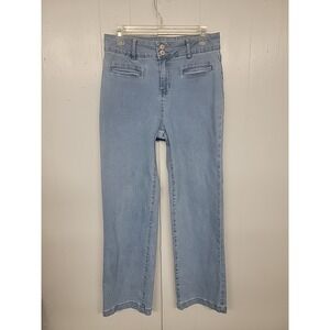 Sidefeel Sz 30 Wide Leg Jeans Casual High Waisted Straight Zimbaplatinum Denim